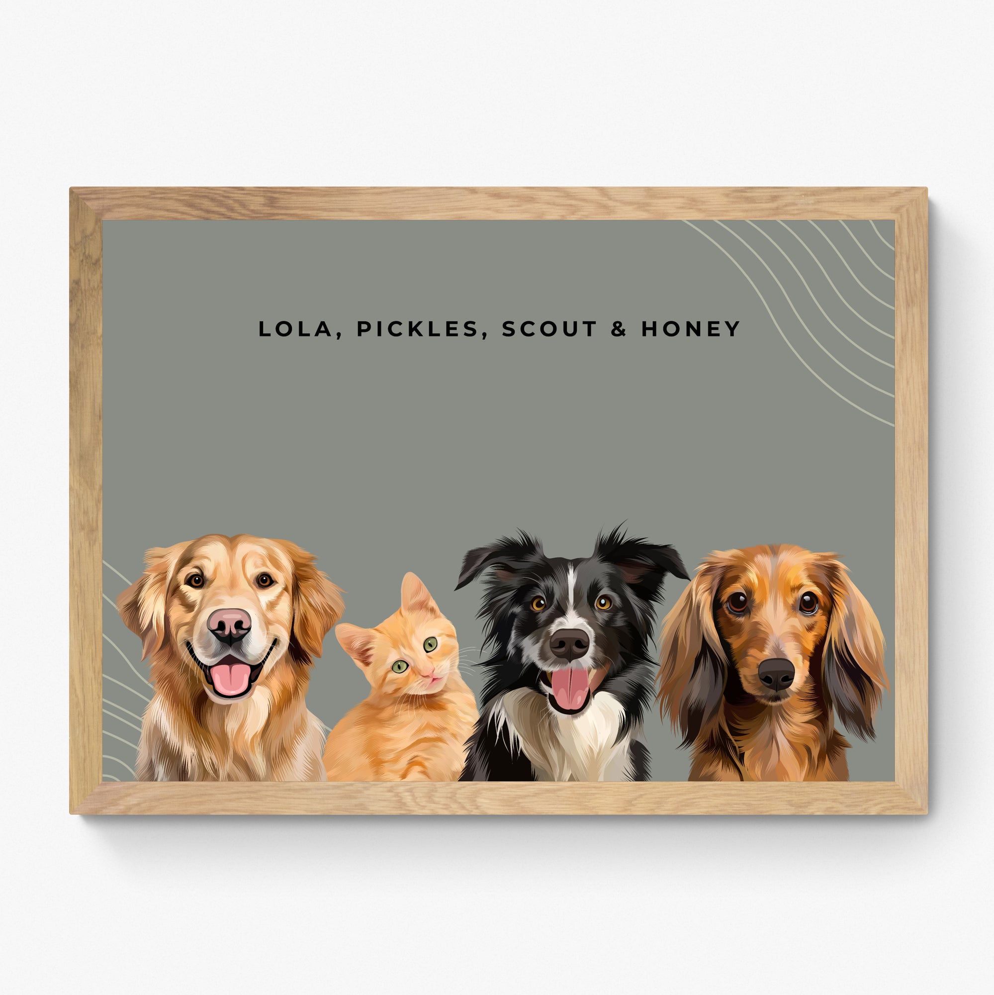 Custom Four Pet Portrait