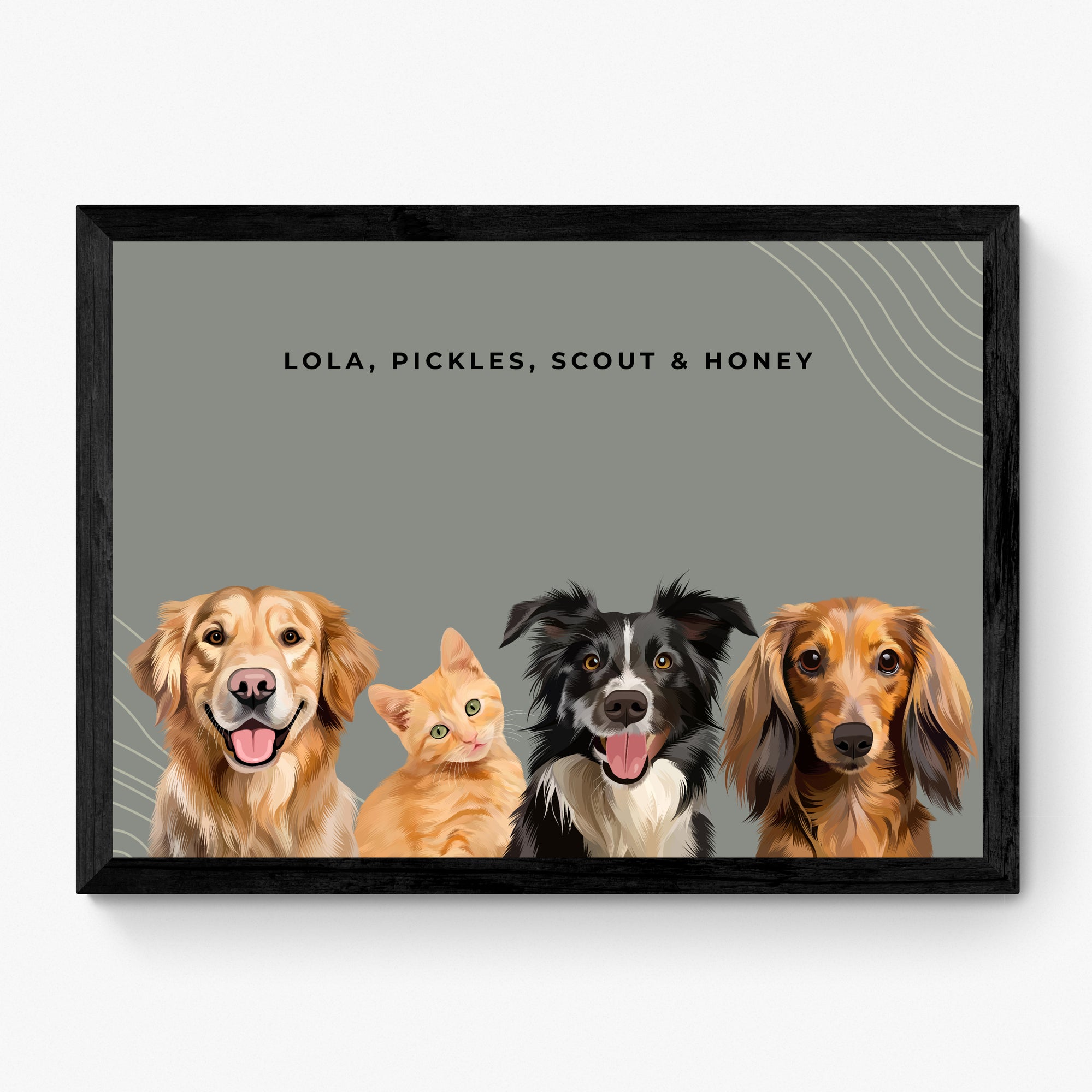 Custom Four Pet Portrait
