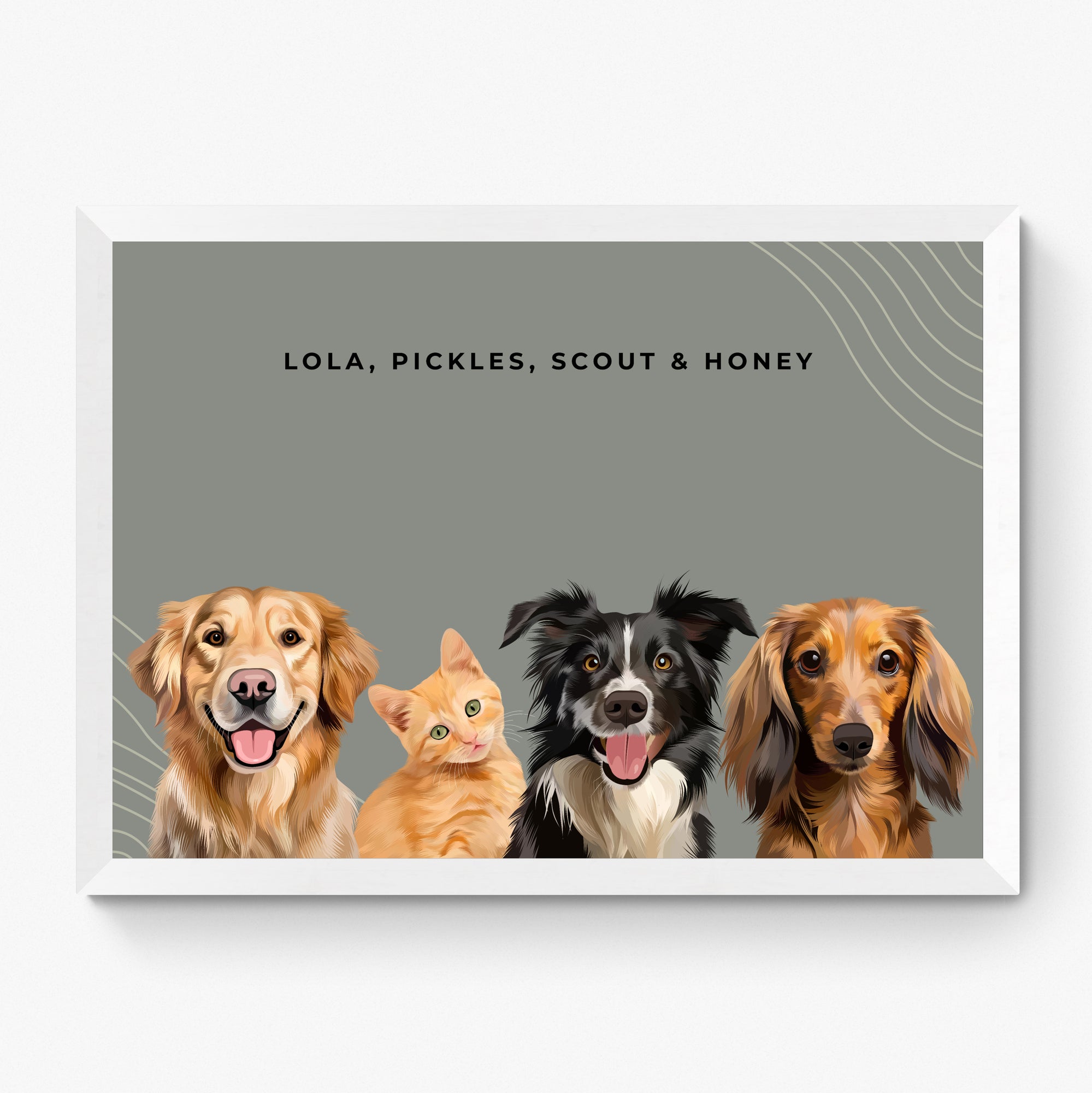 Custom Four Pet Portrait