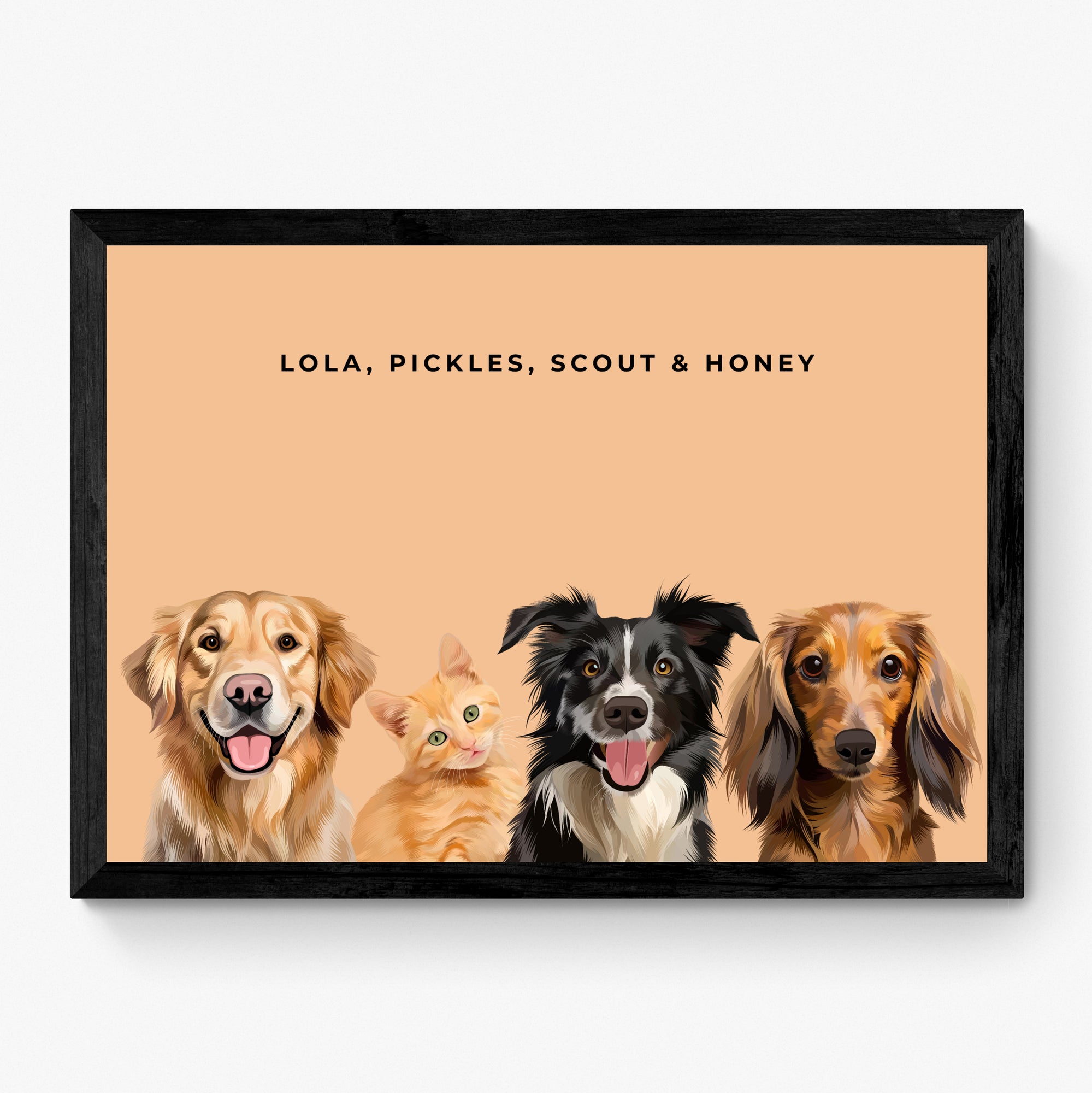 Custom Four Pet Portrait