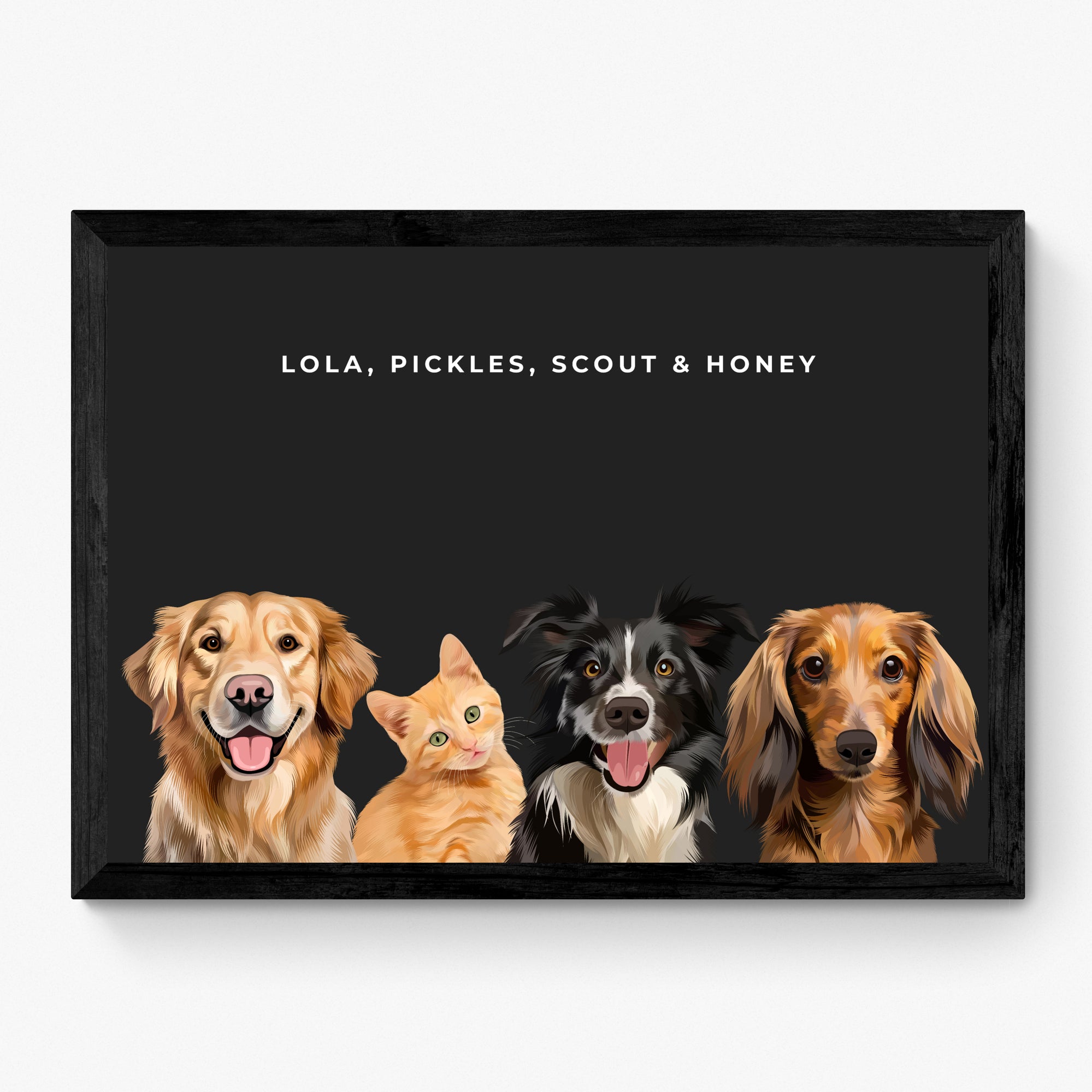 Custom Four Pet Portrait