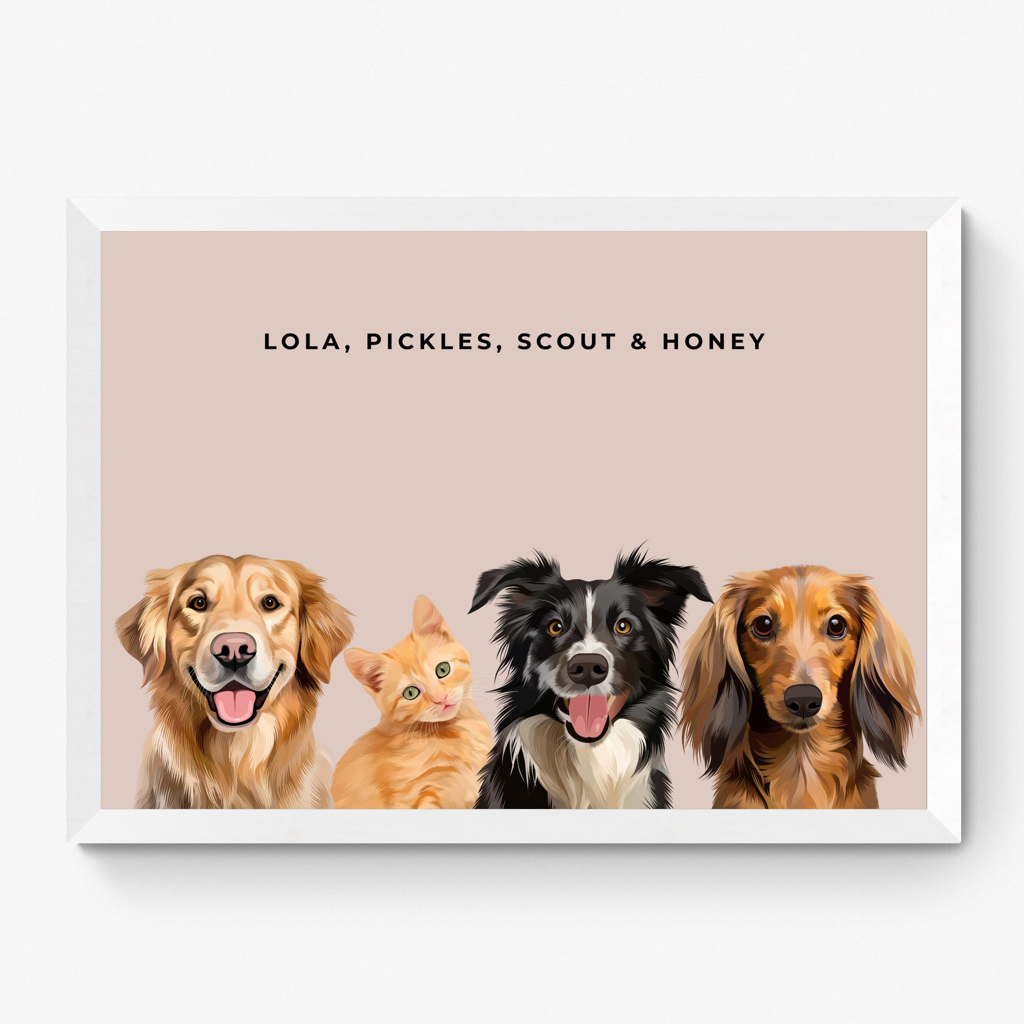 Custom Four Pet Portrait