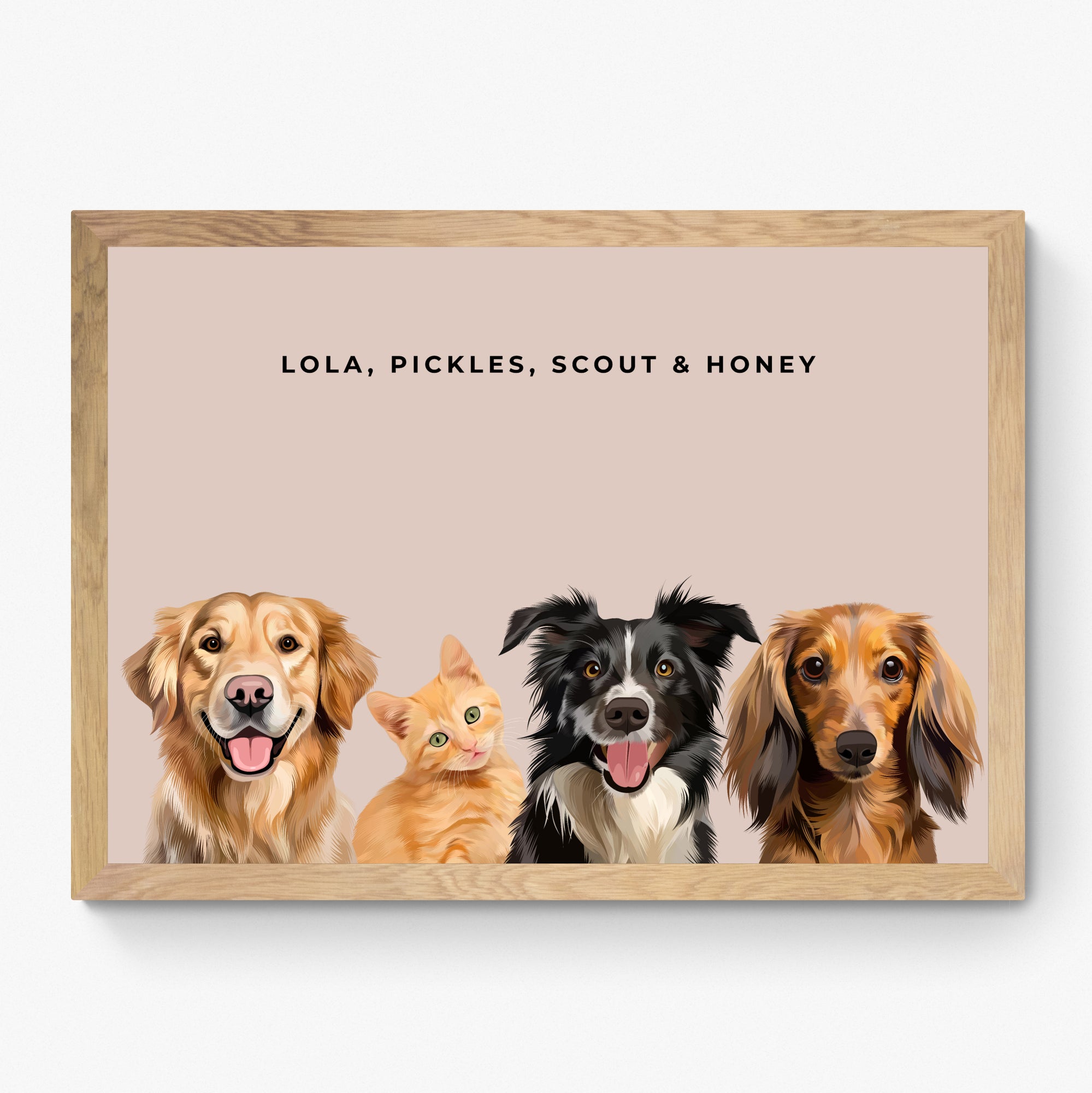 Custom Four Pet Portrait