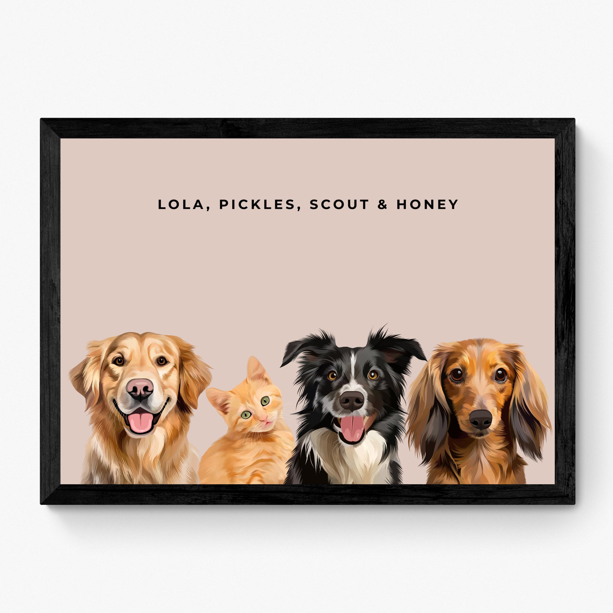 Custom Four Pet Portrait