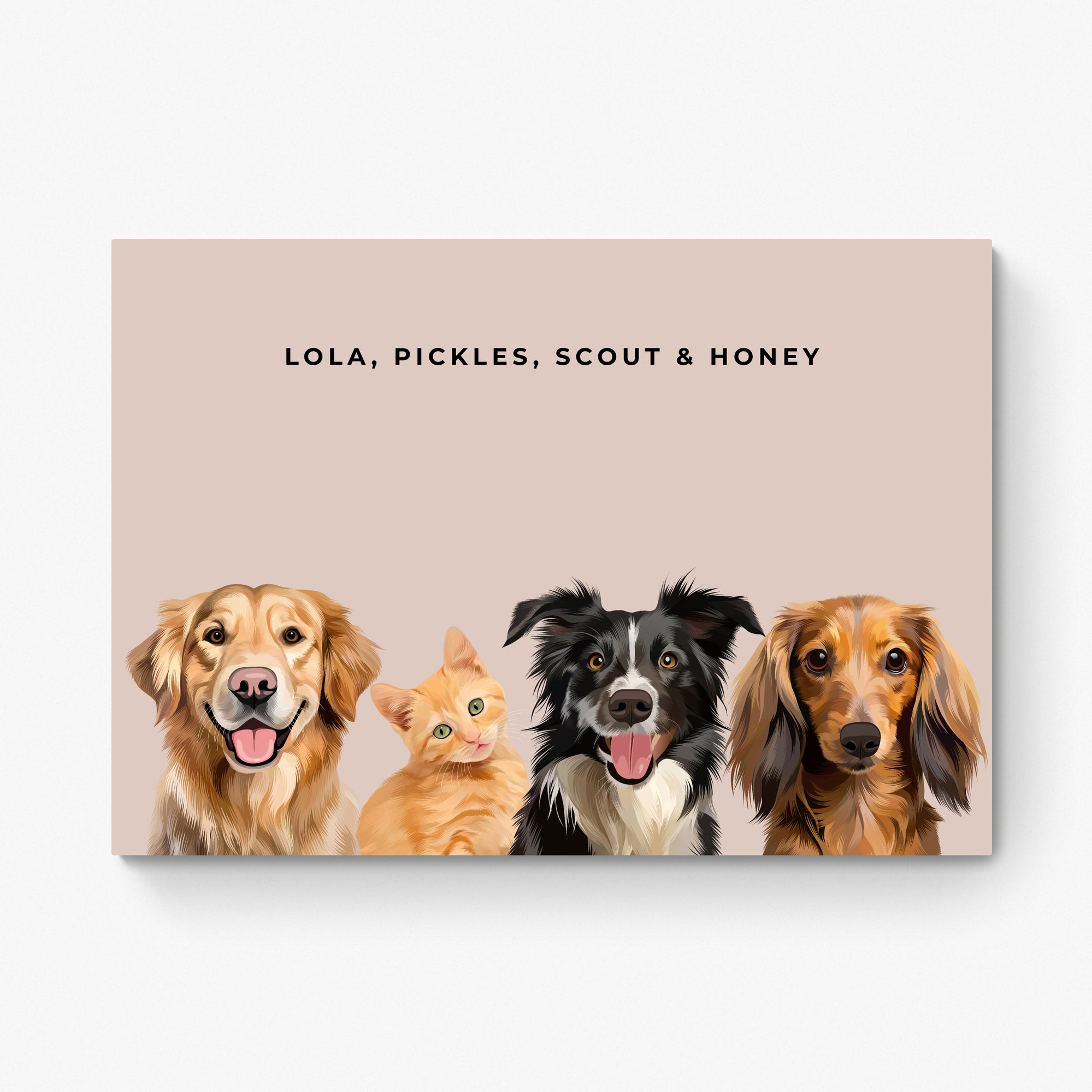 Custom Four Pet Portrait