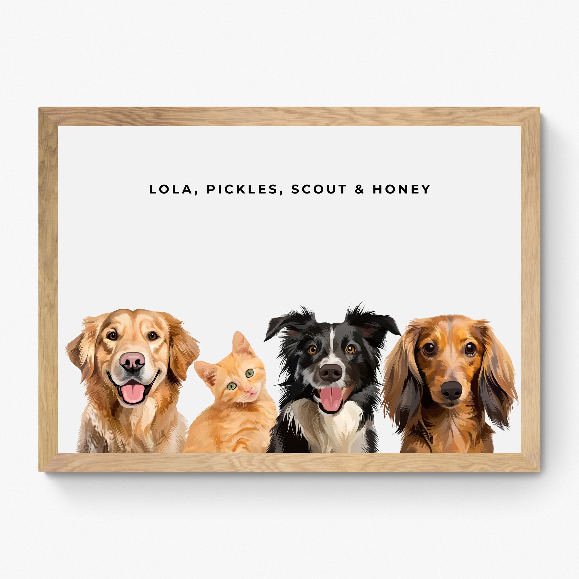 Custom Four Pet Portrait