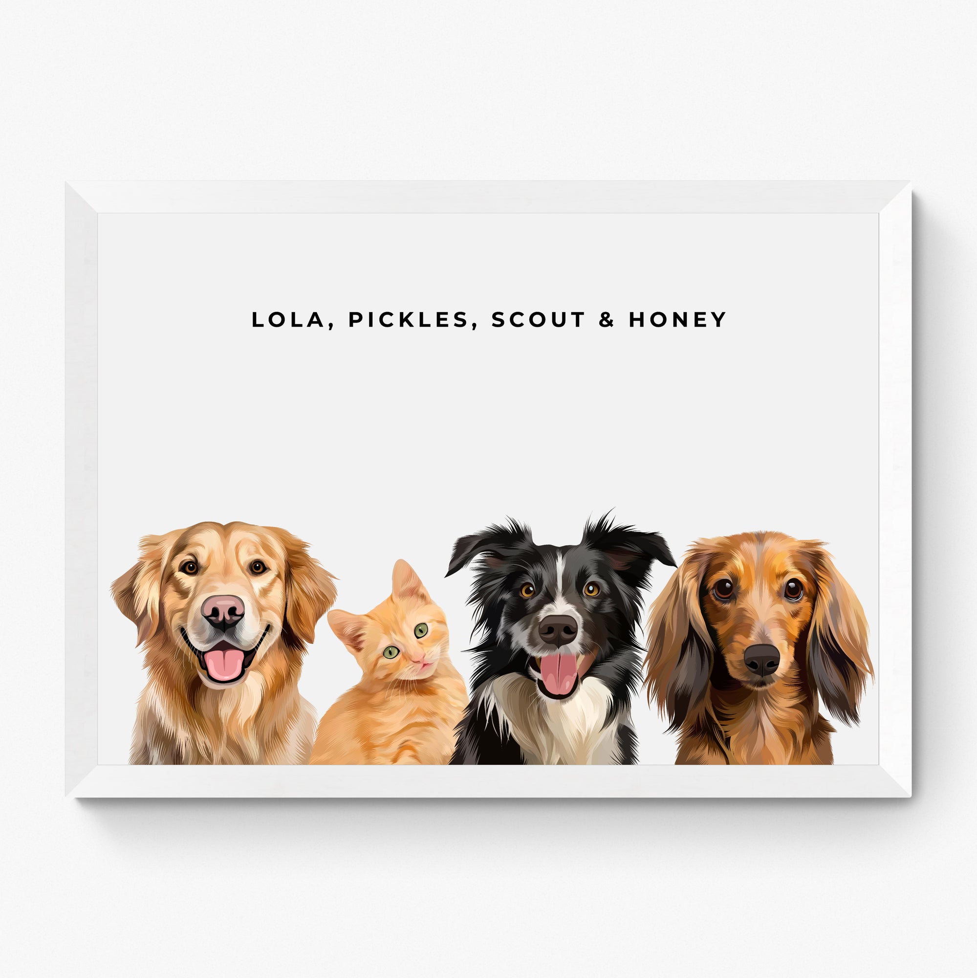 Custom Four Pet Portrait